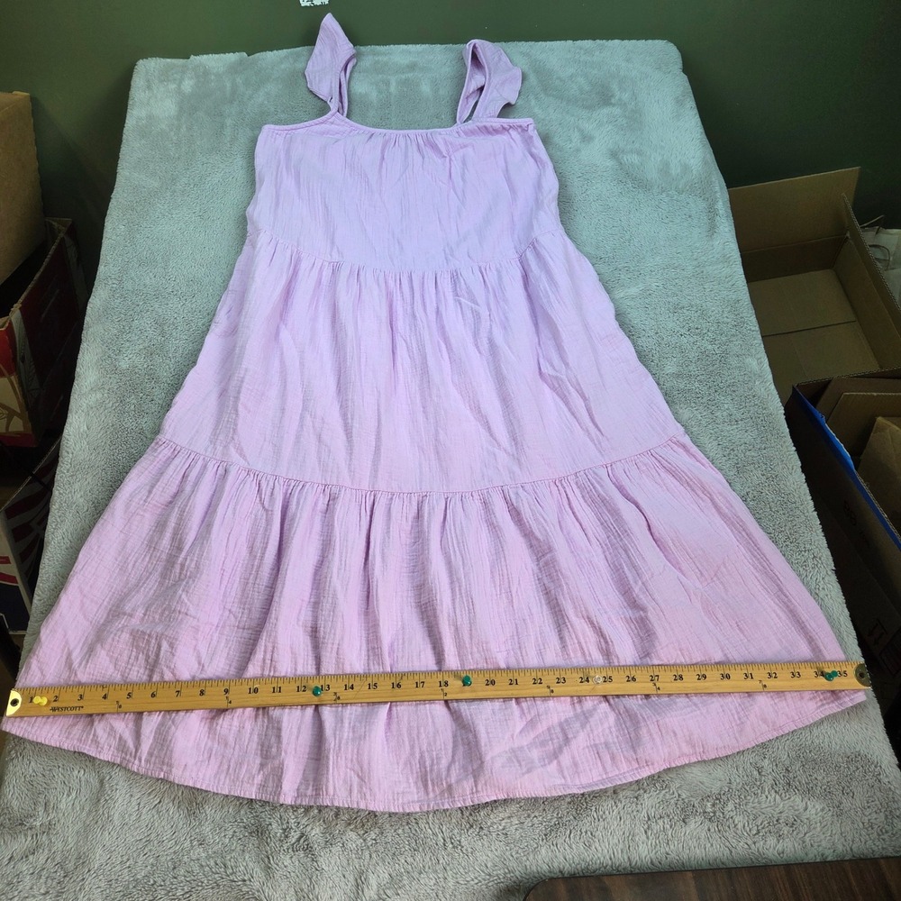 J.Crew Tiered Gauze Dress Womens Sz S Flutter Strap Sleeveless Midi Light Purple